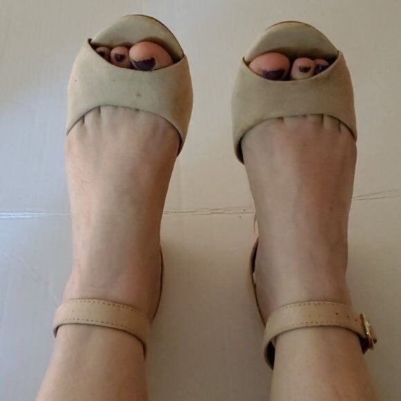 H&M Heels Pumps Sandals Peep Backs Ankle Strap Block Women's WOMAN'S Size 5 ½ - Picture 3 of 16